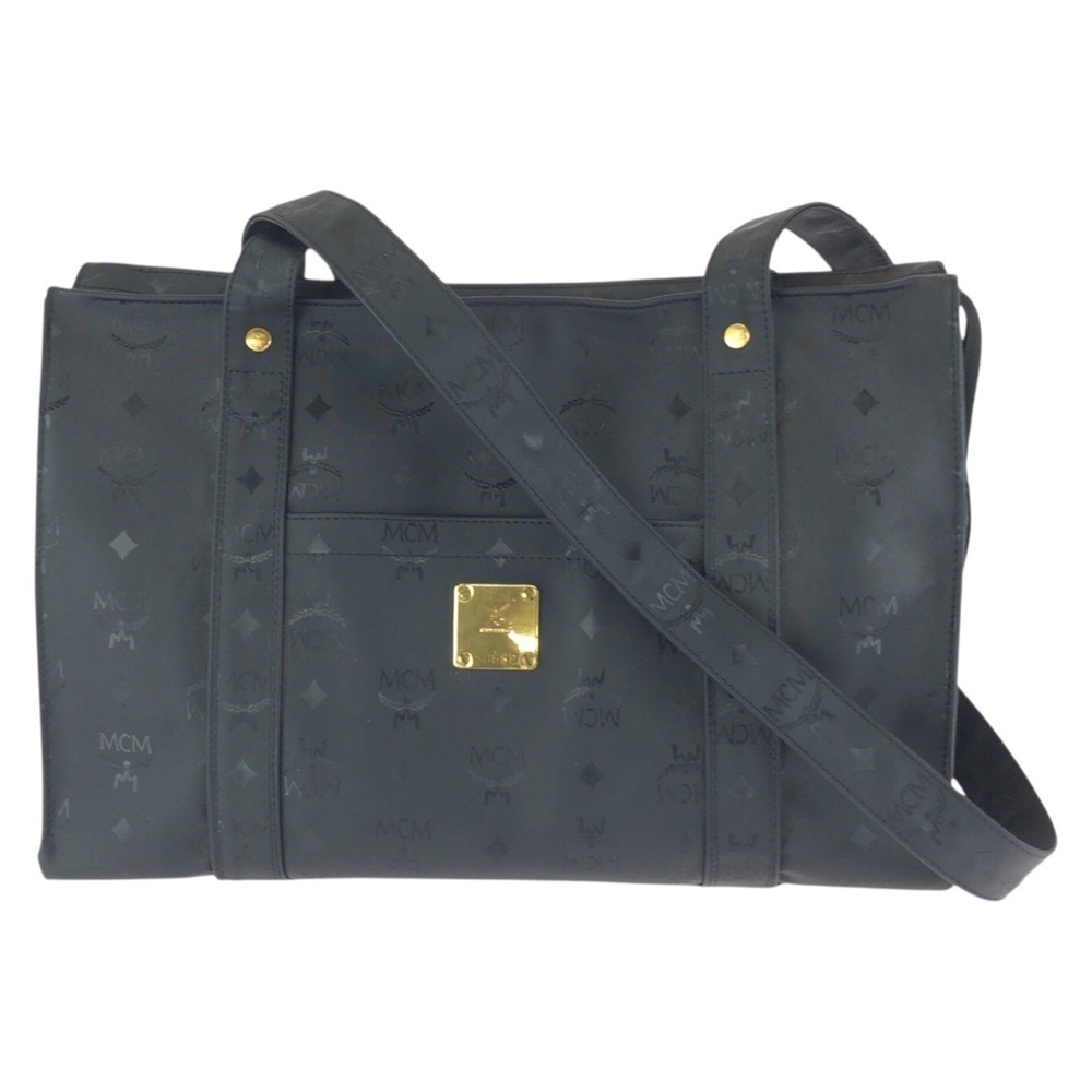 MCM Vintage Visetos Black Nylon Shoulder Bag/Tote Bag with Gold Hardware for ...
